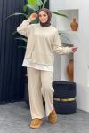 Leyla Pantolonlu Takım Bej
