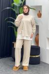 Leyla Pantolonlu Takım Bej