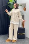 Leyla Pantolonlu Takım Bej