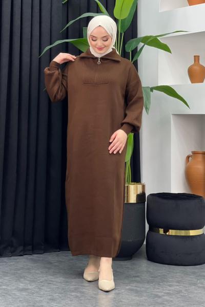 Lina Triko Elbise Kahverengi