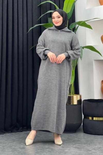 Lina Triko Elbise Gri