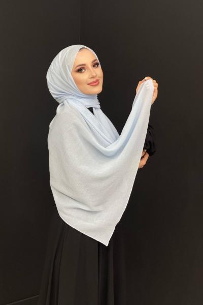 Melajlı Kumaş Şal Açık Mavi