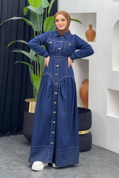Meriç Kot Elbise Koyu Mavi