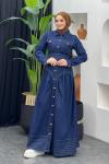 Meriç Kot Elbise Koyu Mavi