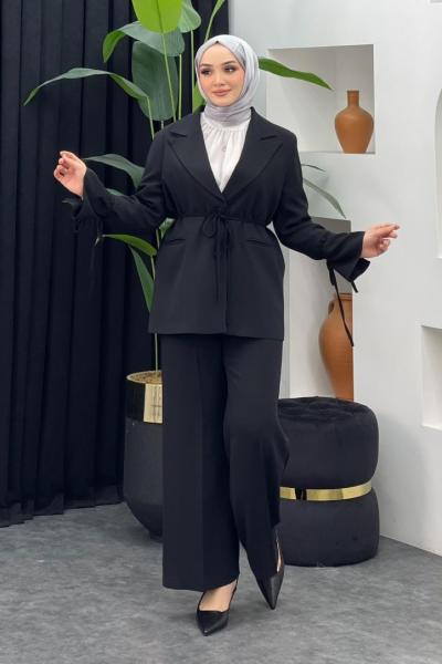 Mina Ceket Pantolonlu Takım Siyah