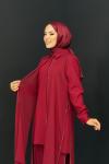 Nadide Pantolonlu Takım Bordo