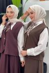 Nehir Etekli Takım Kahverengi