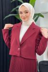 Neşe Ceket Etekli Takım Bordo