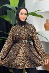 New Leopar Ceket Vizon