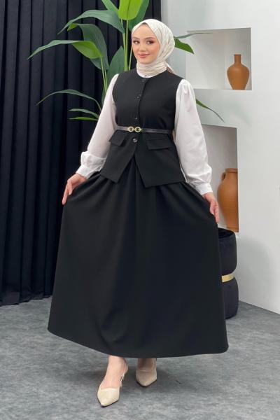 Nilda Yelekli Takım Siyah