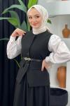 Nilda Yelekli Takım Siyah