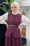 Nilda Yelekli Takım Bordo