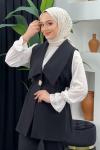 Nurdan Yelekli Takım Siyah
