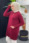 Örgülü Merserize Tunik Bordo