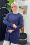 Örgülü Merserize Tunik Lacivert