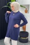 Örgülü Merserize Tunik Lacivert