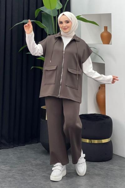 Oscar Pantolonlu Yelekli Takım Acı Kahve