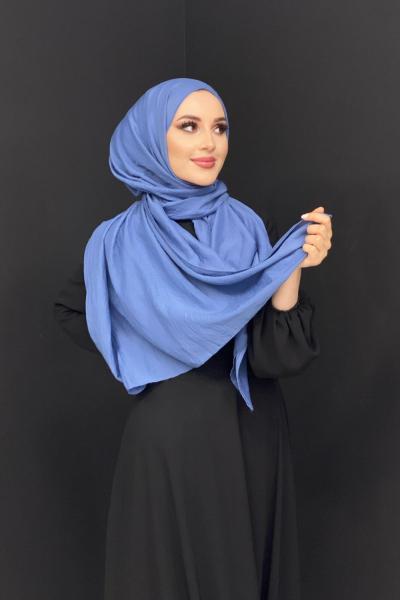 Pamuklu Kumaş Şal İndigo Mavisi