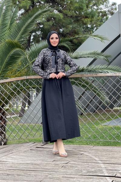 Payetli Etekli Takım Gümüş