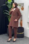 Plaza Ceket Pantolonlu Takım Kahverengi
