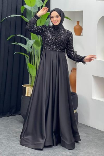 Pul Saten Abiye Siyah