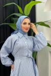 Rekor Çizgili Elbise Bebe Mavisi