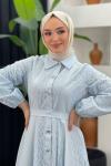 Romantik Dantel Detaylı Elbise Bebe Mavisi