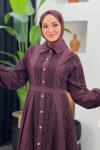 Romantik Dantel Detaylı Elbise Bordo