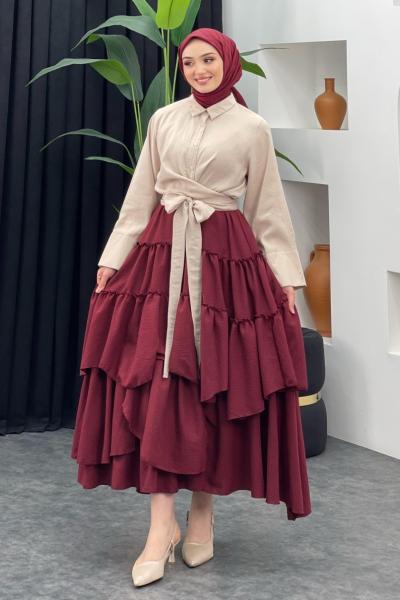 Rüzgar Etek Bordo