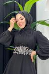 Sadakat Şifon Abiye Siyah