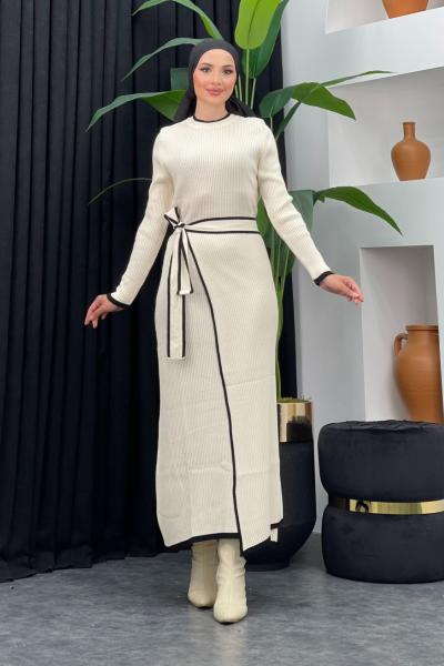 Sayra Triko Elbise Taş Rengi