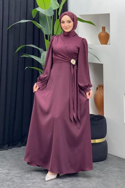 Seçil Saten Abiye Bordo