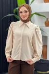 Selen Gömlek Bluz Krem