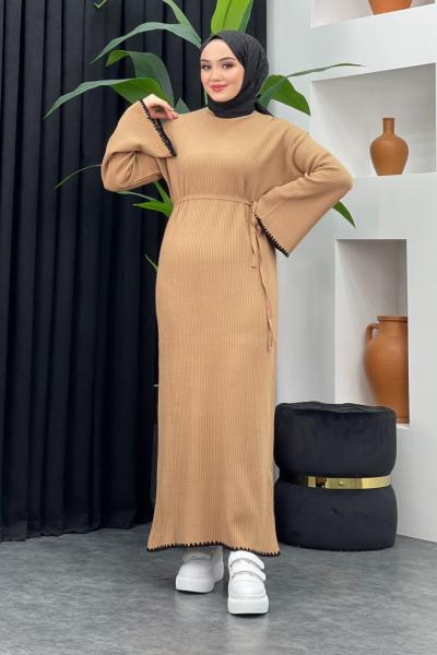 Sıcak Triko Elbise Sütlü Kahve