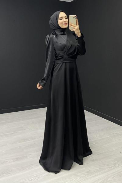 Tılsım Saten Abiye Siyah
