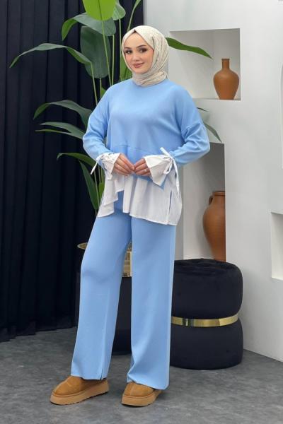 Truva Merserize Gömlek Takım Bebe Mavisi