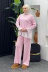 Truva Merserize Gömlek Takım Pembe