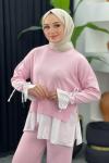 Truva Merserize Gömlek Takım Pembe