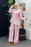 Truva Merserize Gömlek Takım Pembe