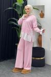 Truva Merserize Gömlek Takım Pembe