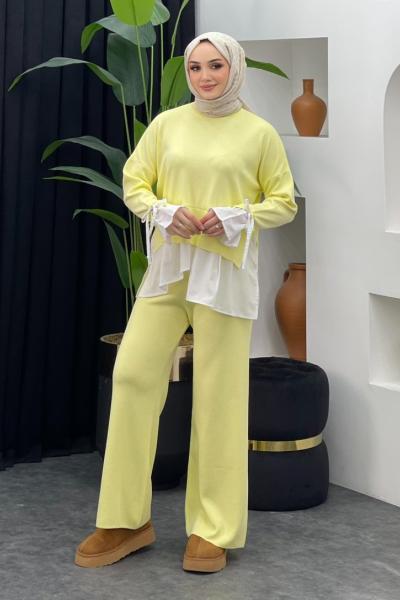 Truva Merserize Gömlek Takım Sarı
