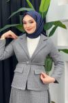 Tüvit Ceket Etekli Takım Gri
