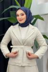 Tüvit Ceket Etekli Takım Taş Rengi