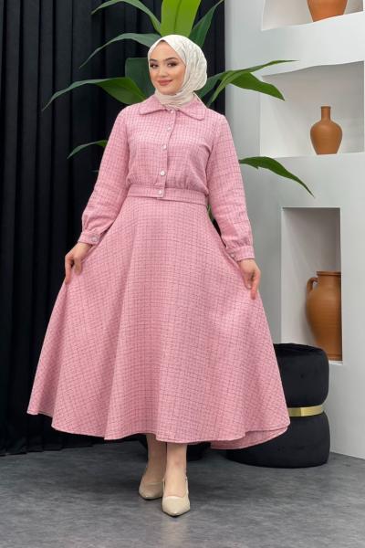 Tüvit Gömlek Etekli Takım Pembe