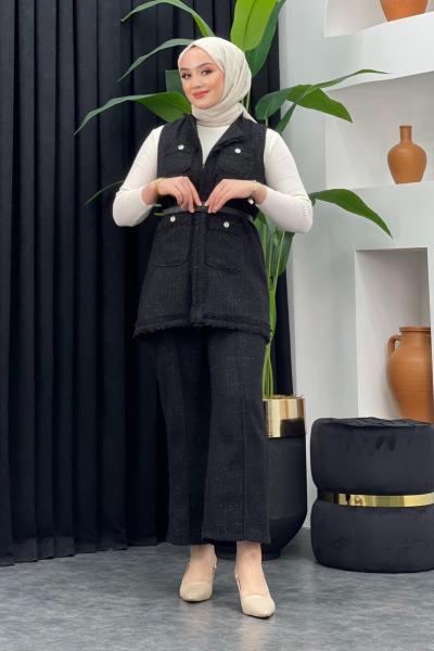 Tüvit Pantolonlu Takım Siyah