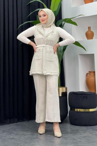 Tüvit Pantolonlu Takım Taş Rengi