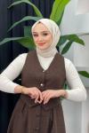 Tüvit Yelek Etekli Takım Kahverengi