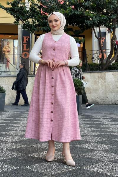 Tüvit Yelek Etekli Takım Pudra