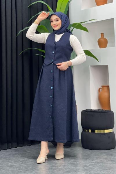 Tüvit Yelek Etekli Takım Lacivert