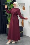 Zambak Merserize Elbise Bordo